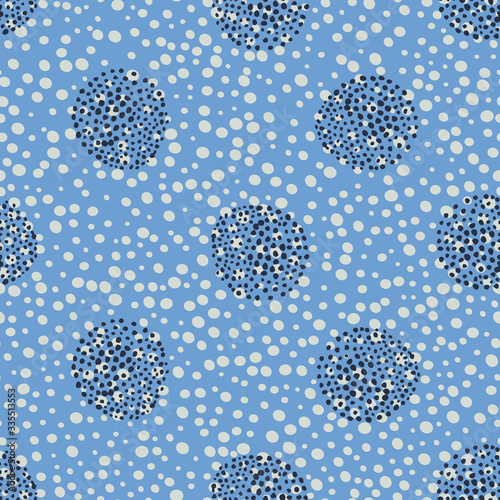 Blue playful spot, polka dot seamless pattern, perfect for fashion, home, stationary, kids. 