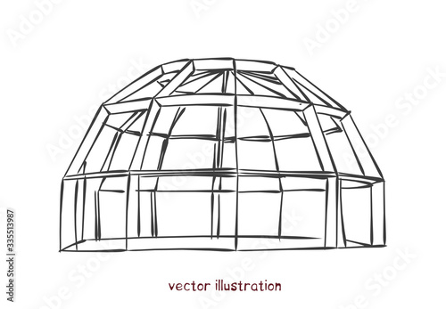 vector sketch of individual spherical domed house