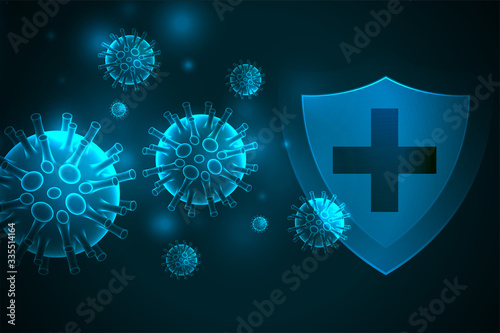 medical shield protecting virus to enter concept background
