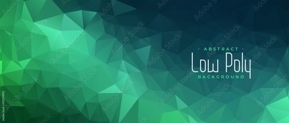 green polygonal abstract banner with triangle shapes