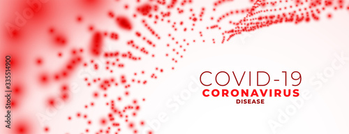 novel coronavirus banner with red cell particles