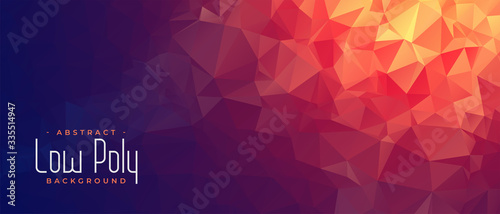 abstract low poly banner with orange light shade