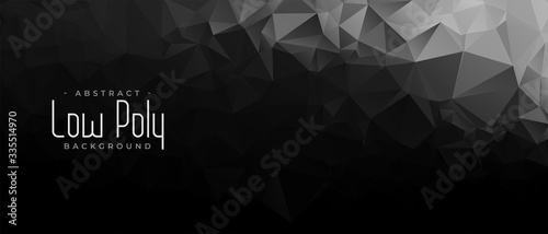 black and dark low poly abstract geometric banner
