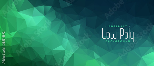 green polygonal abstract banner with triangle shapes