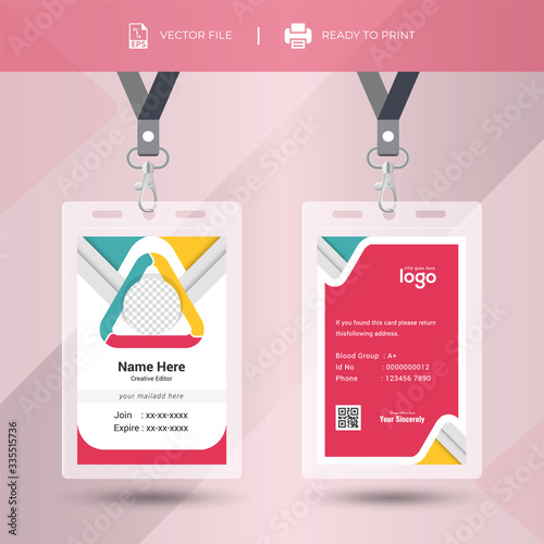 Creative ID Card Design Template. Identity badge With Photo Placeholder.	