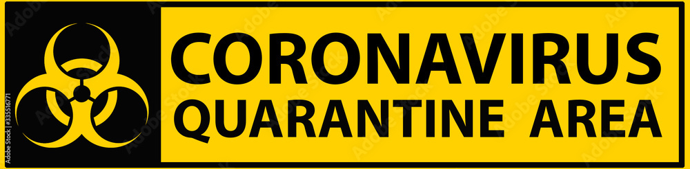 yellow caution sign of biohazard warning, stop Coronovirus design concept