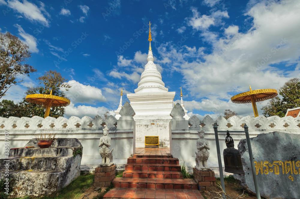 Fototapeta premium Ancient pagoda architecture Wat Phra That Khao Noi in Nan Province ,Thailand 