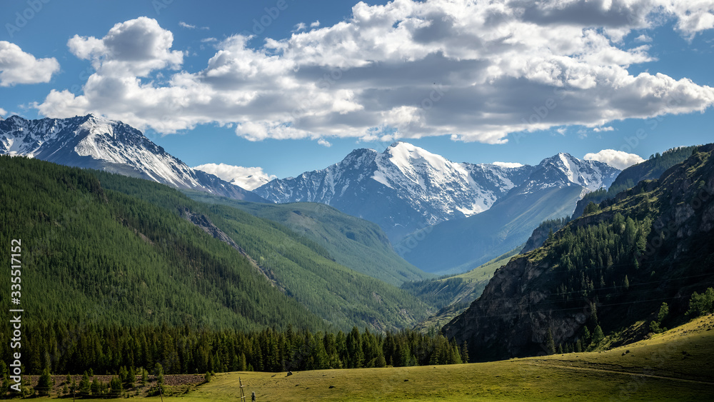 Altai mountain landscape with Chuysky ridge, Russia, June