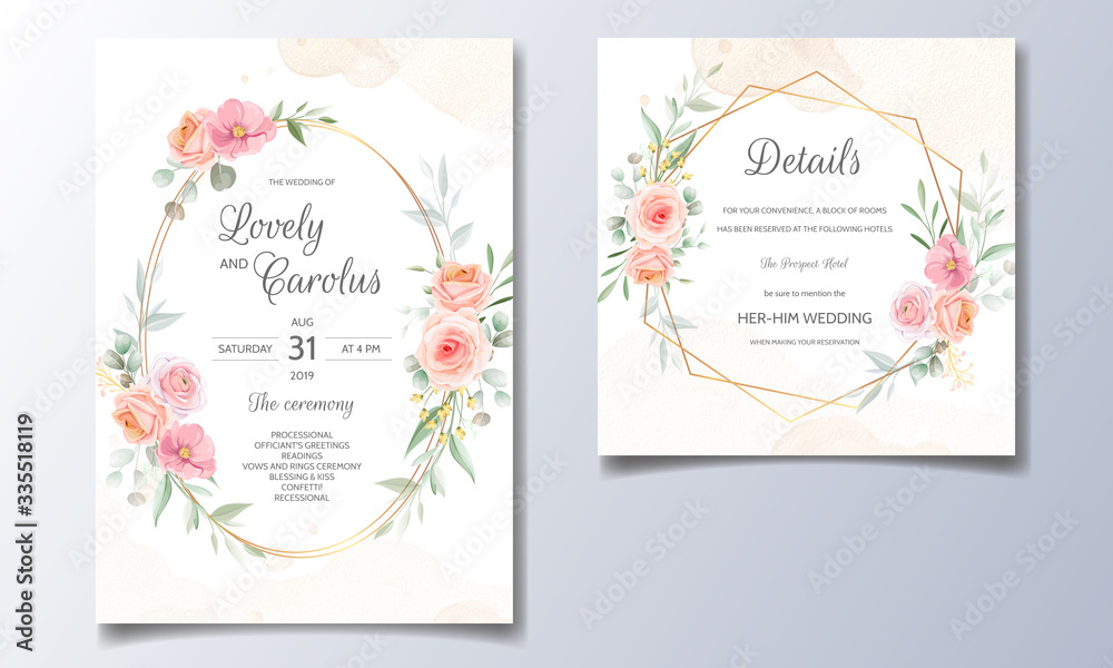 Elegant wedding invitation with floral frame