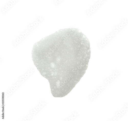Foam bubble from soap or shampoo washing isolated on white background. White foam.