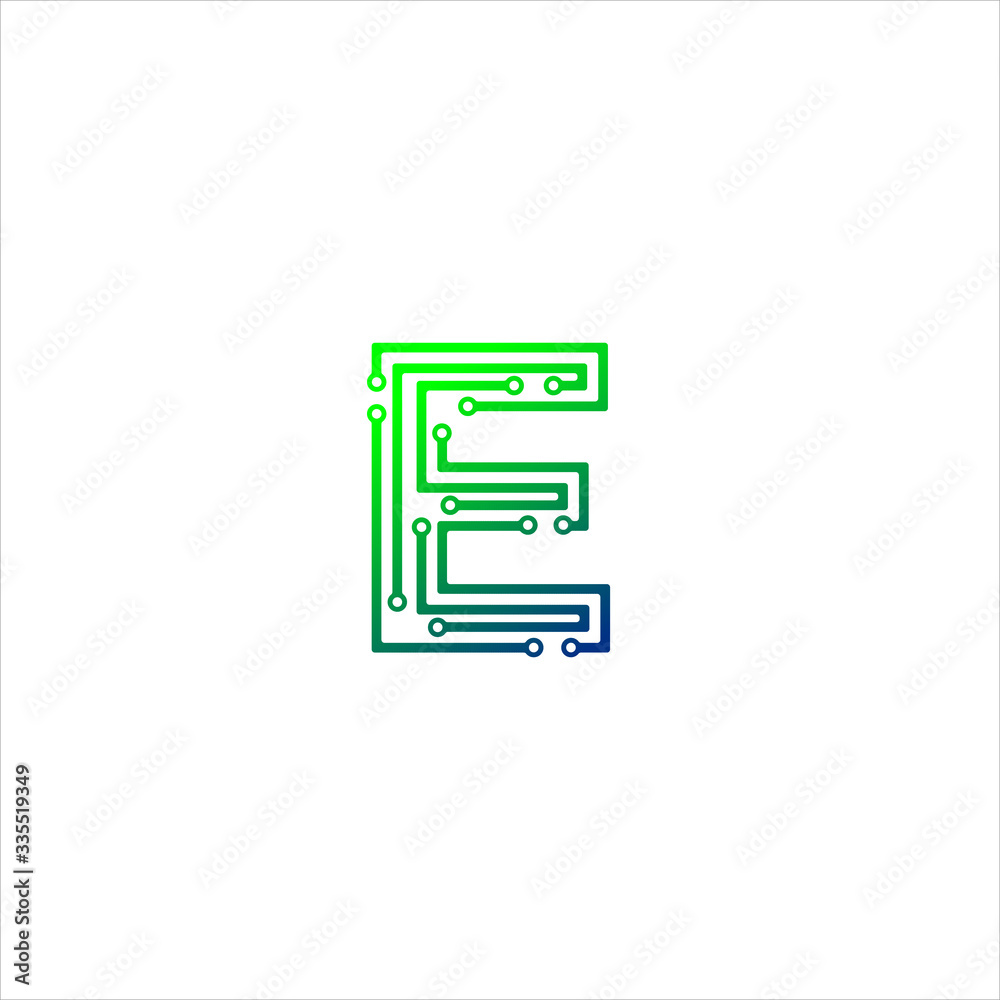 Vector Letter E logo design concept, Technology and digital abstract dot connection cross. vector illustration Vector Letter E logo design concept, Technology and digital abstract dot connection cross. vector illustration
