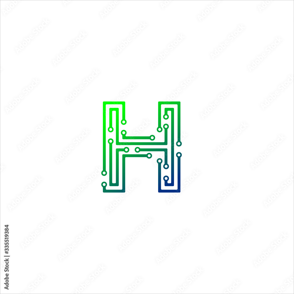 Vector Letter H logo design concept, Technology and digital abstract dot connection cross. vector illustration
