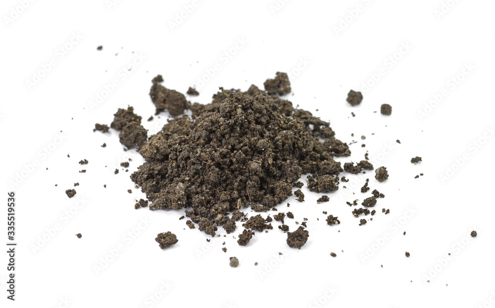 Organic soil isolated on white background. Dirty earth on white background. Natural soil texture. Patch of soil or mud. Organic soil isolated on white background. Dirty earth on white background. Natural soil texture. Patch of soil or mud.