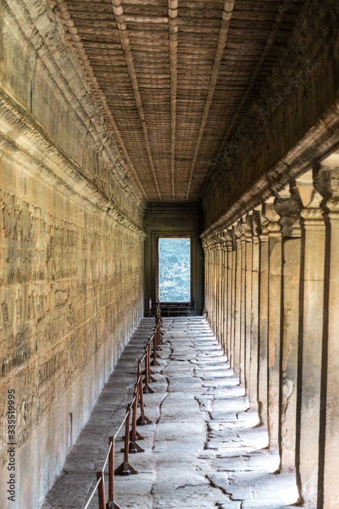 Corridor in the Angkor Wat temple complex, Cambodia