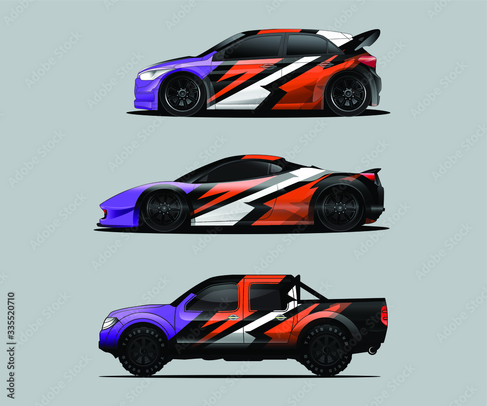 Fototapeta premium Car decal graphic wrap vector pack, abstract background