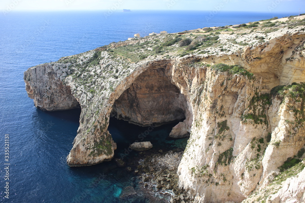 Malta's famous Blue Grotto sea cave