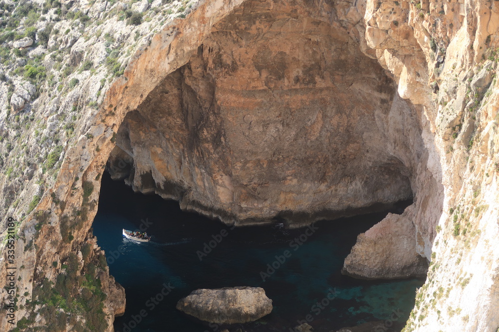 Malta's famous Blue Grotto sea cave