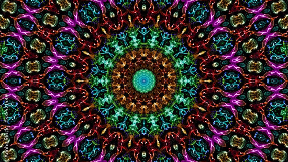 Abstract Colorful Kaleidoscope Background. Unique Multicolor Kaleidoscope Texture Design