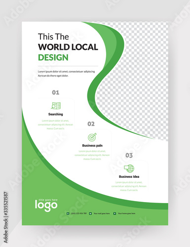 Green Color Unique Style & Creative shape Based Flyer Design Template