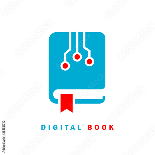 Digital e-book icon, e-learning concept