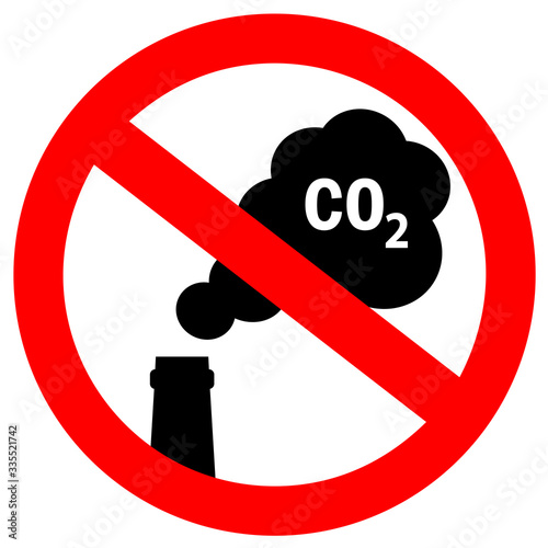 No carbon emissions pollution into atmosphere vector sign