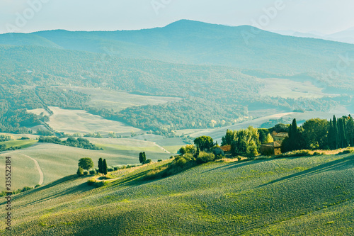 Landscape of Tuscany in the evening light