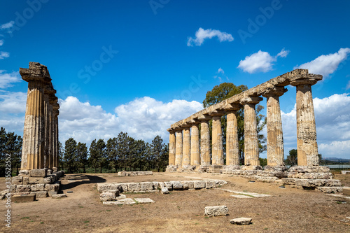 The Tavole Palatine (Palatine Table) are the remains of Greek temple dedicated to the goddess Hera in Metapontum (Metapontion) Magna Graecia. Archaeological Park of Metaponto, Basilicata, Italy.