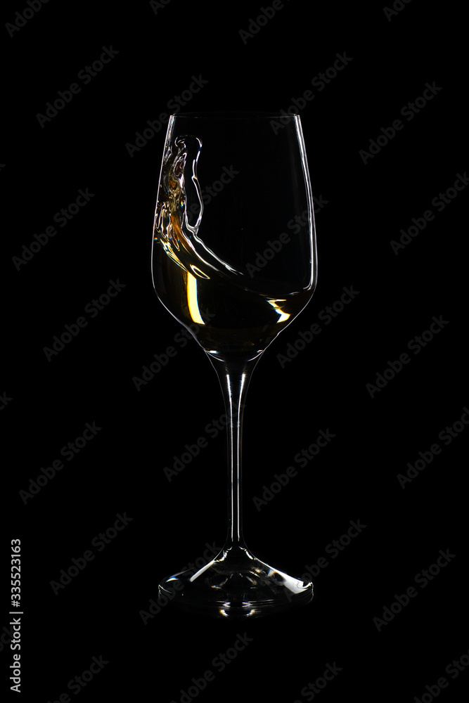 Crystal glass with red and white wine