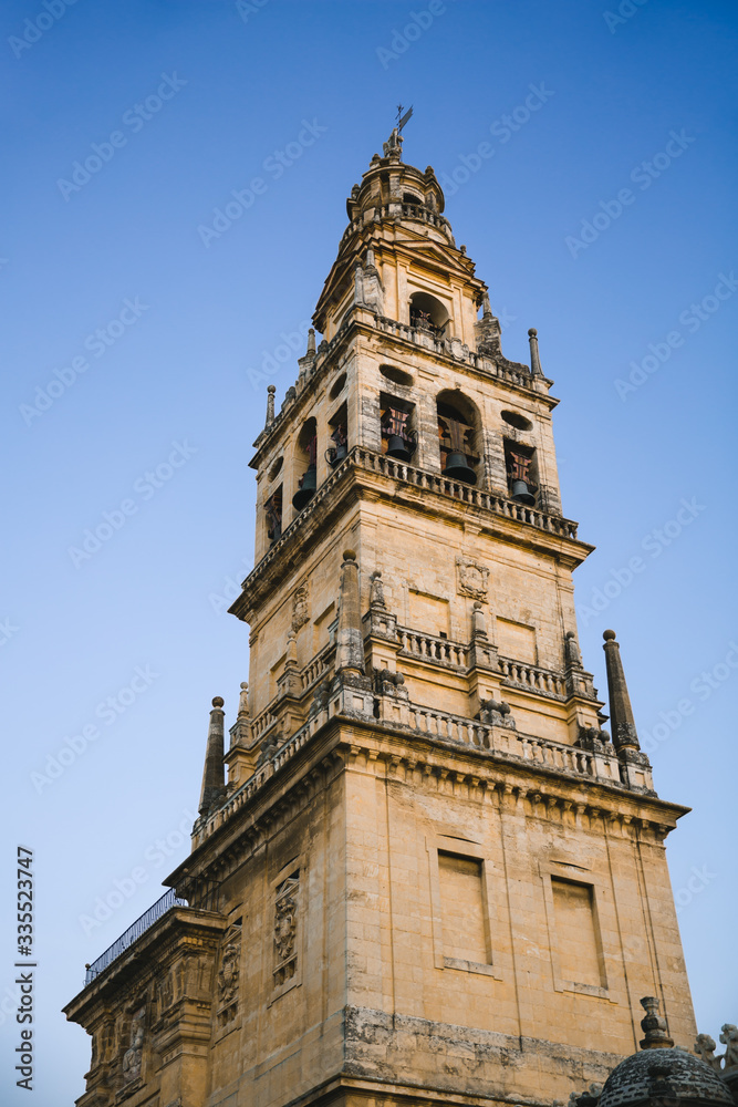 The Bell Tower of the famous Mosque Cathedral of Cordoba, Spain