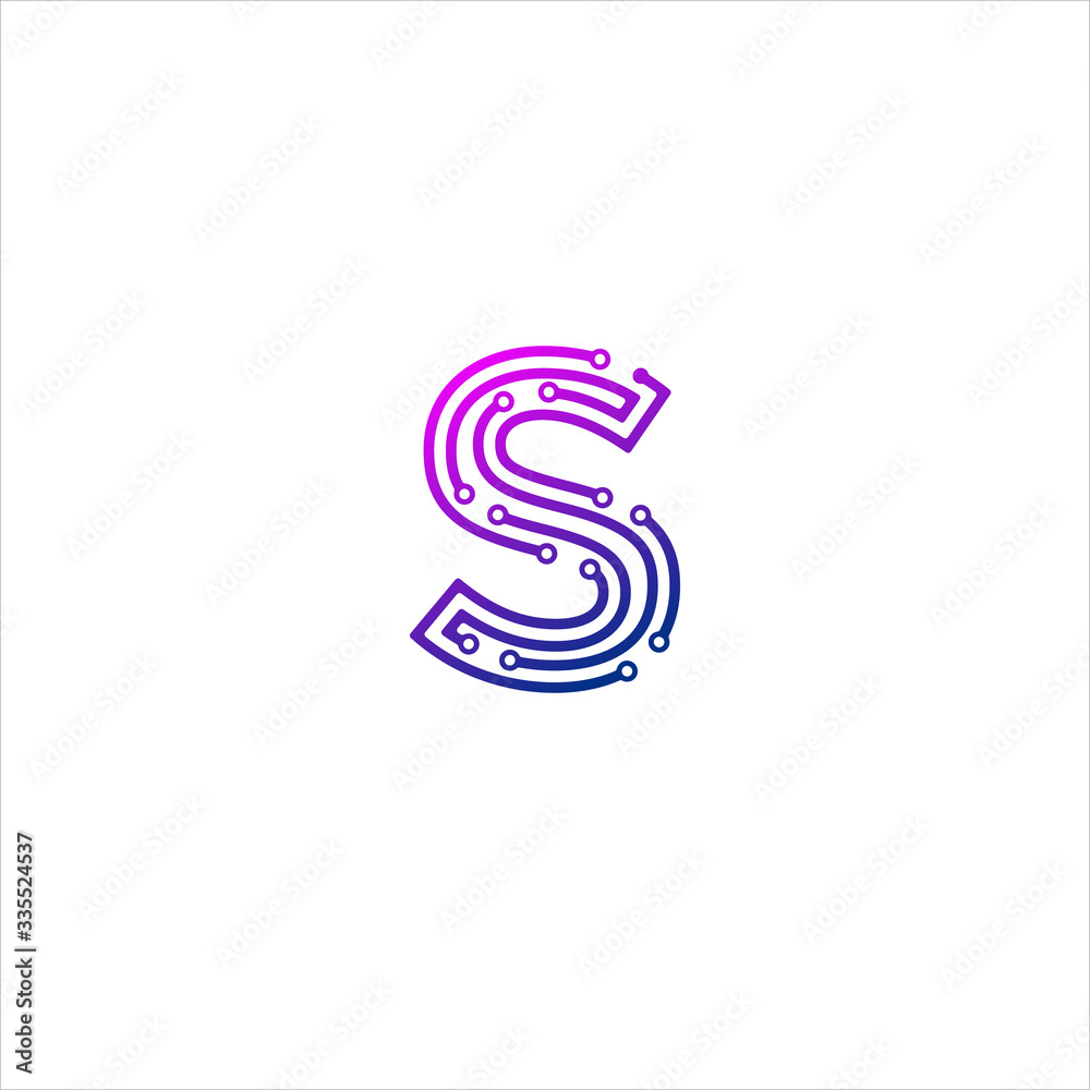 Vector Letter S logo design concept, Technology and digital abstract dot connection cross. vector illustration