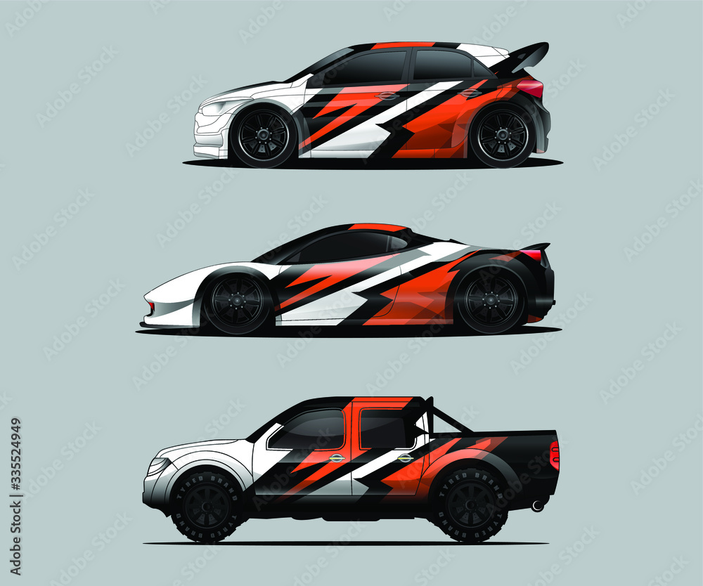 Fototapeta premium Car decal graphic wrap vector pack, abstract background