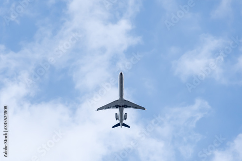 Low angle view of a flying aeroplane