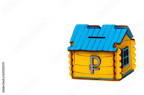 house with a ruble sign, on a white background