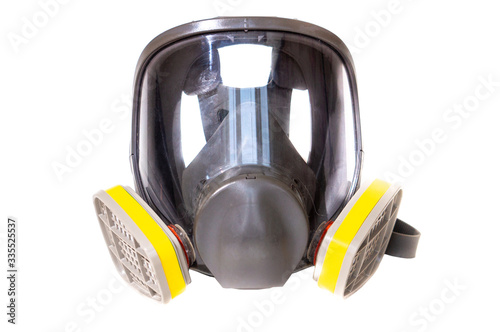 high-grade full face mask for doctors, isolate on white background