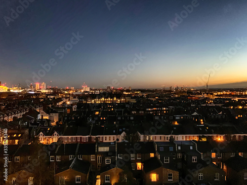 South west London skyline at sunset, aerial view photo