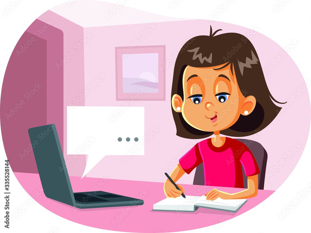 Happy Student in Digital Homeschool Online Class Program Happy Student in Digital Homeschool Online Class Program