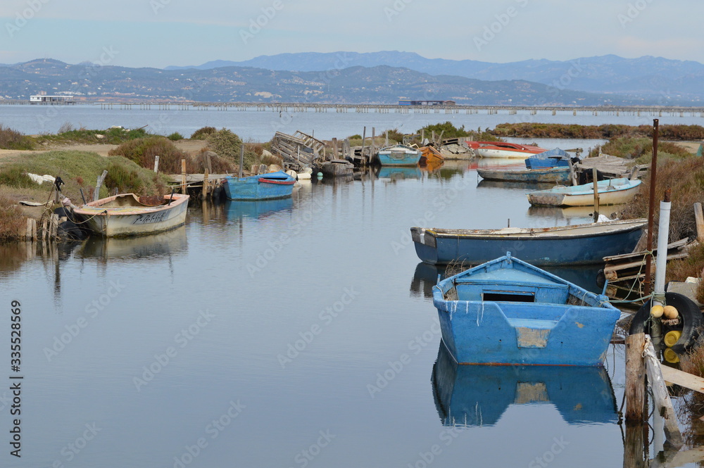 Set of small old boats