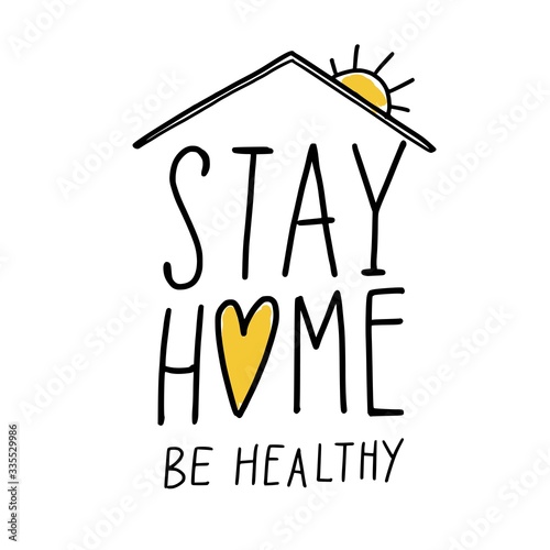 Coronavirus, Covid-19 vector hand drawn infographics poster, Stay Home , stay healthy. Pandemic protection Lettering poster, calligraphy