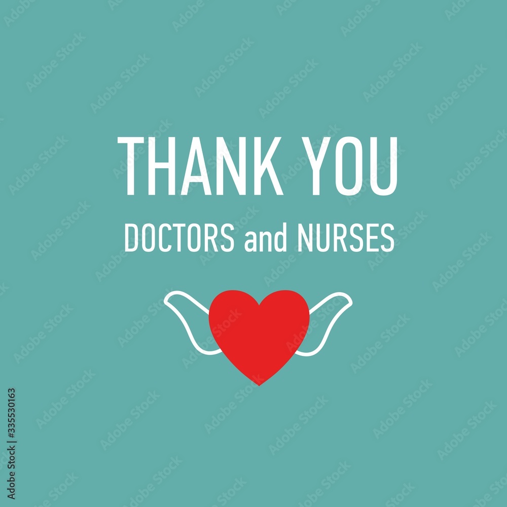 Thank you Doctors and Nurses vector hand drawn poster with symbol of ...