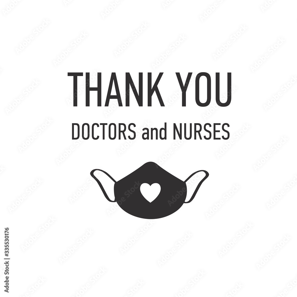 Thank you Doctors and Nurses vector hand drawn poster with symbol of ...