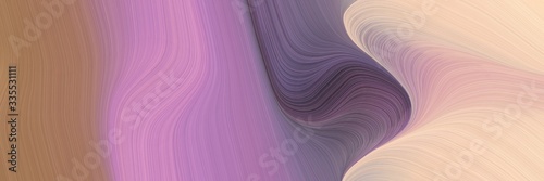 abstract dynamic curved lines dynamic banner design with rosy brown, pastel purple and baby pink colors