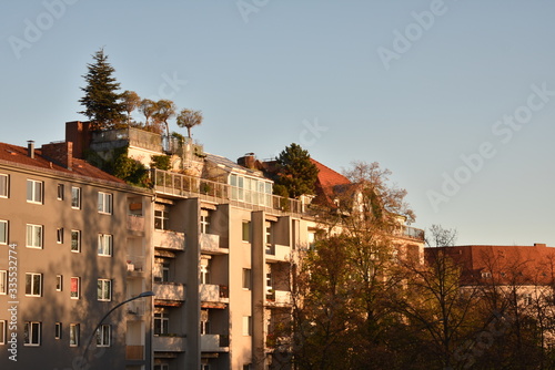 Fall apartment scene with trees in Charlottenburg Berlin Germany