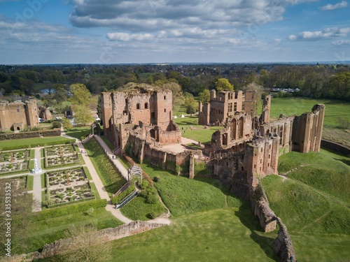 Aerial view of Kenilworth Castle, Warwickshire, UK