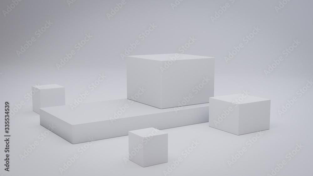 White Cube Blocks In White Space