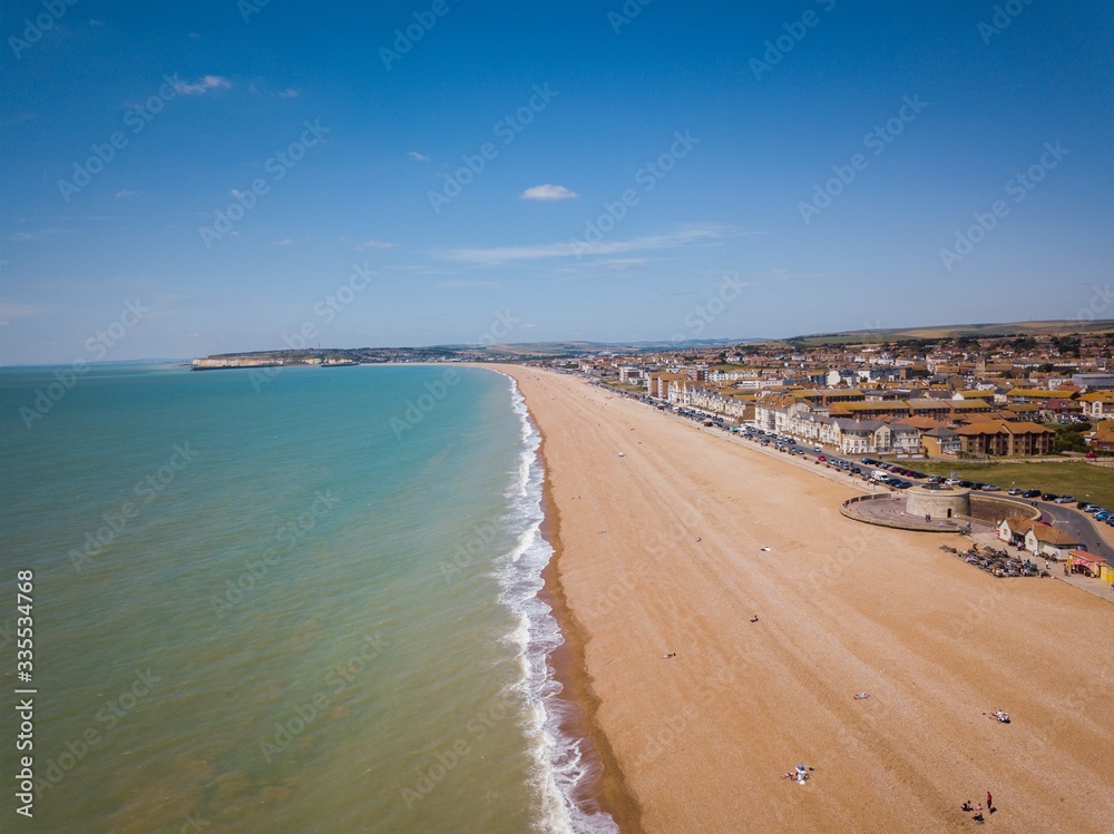 Aerial view of Seaford Beach, East Sussex, England