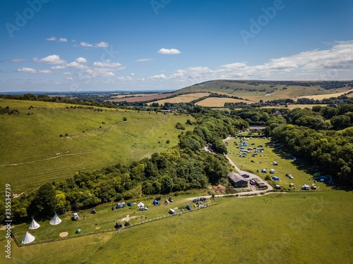 Aerial view of Alfriston Camping Park, Polegate, East Sussex, England 