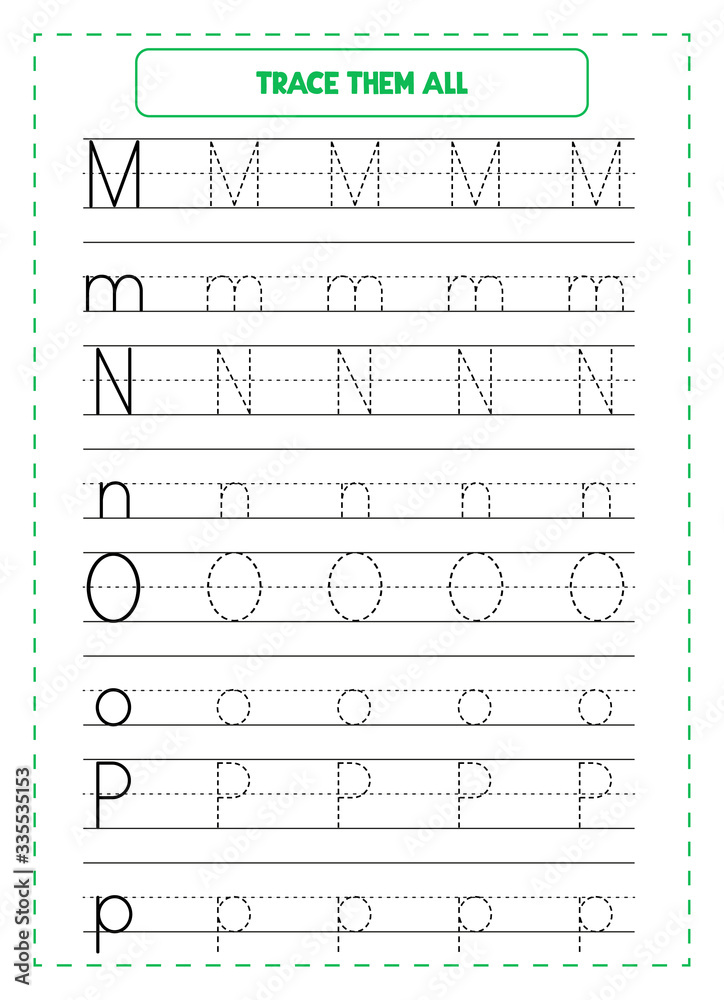 Trace Them All Game. Educational exercises for kids. Worksheets for