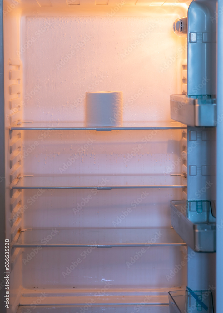 toilet paper in the refrigerator. Panic to buy toilet paper in all