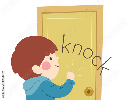 Kid Boy Onomatopoeia Sound Knock Illustration