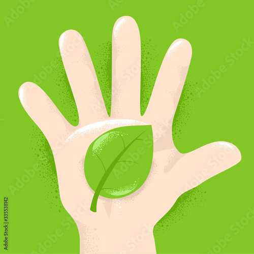 Hand Kid Leaf Illustration